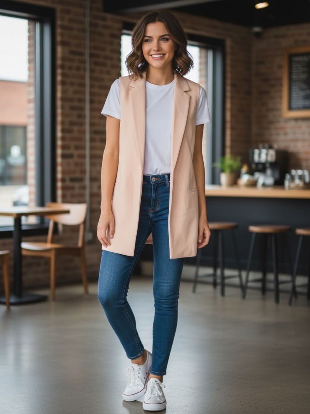 • Club Monaco • Sleeveless Blazer Vest Peach Pink Small
